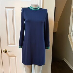 NWT Jude Connally navy w/ green/white stripe accent Dress, small
